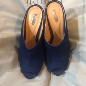 Schutz blue suede wedges.